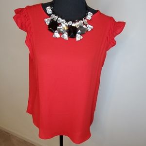 Red short sleeve blouse